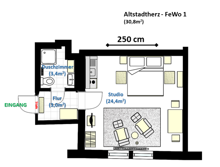 Floor plan of Holiday Apartment 1