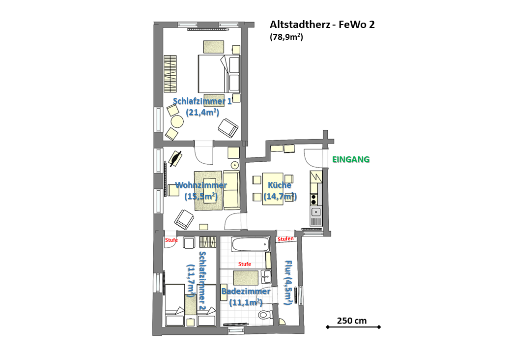 Grundriss der Ferienwohnung 2