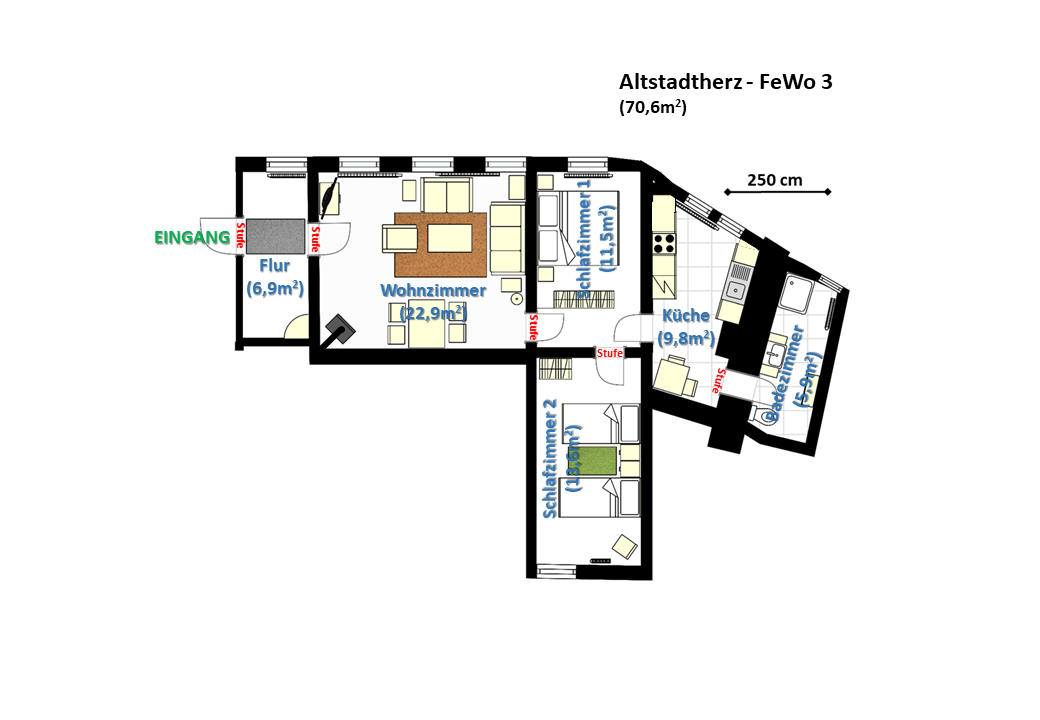 Grundriss der Ferienwohnung 3