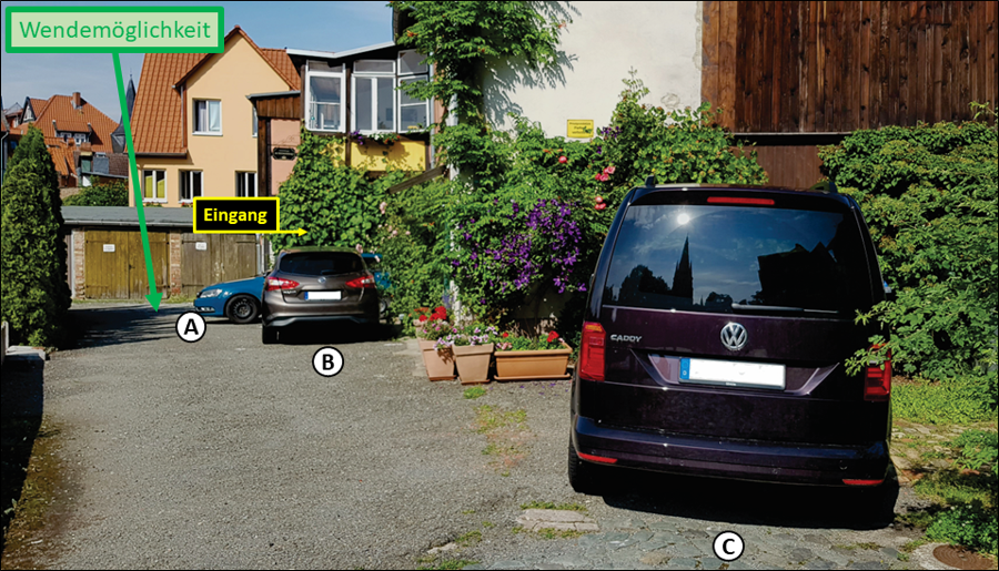 Die Parkplätze im Hinterhof