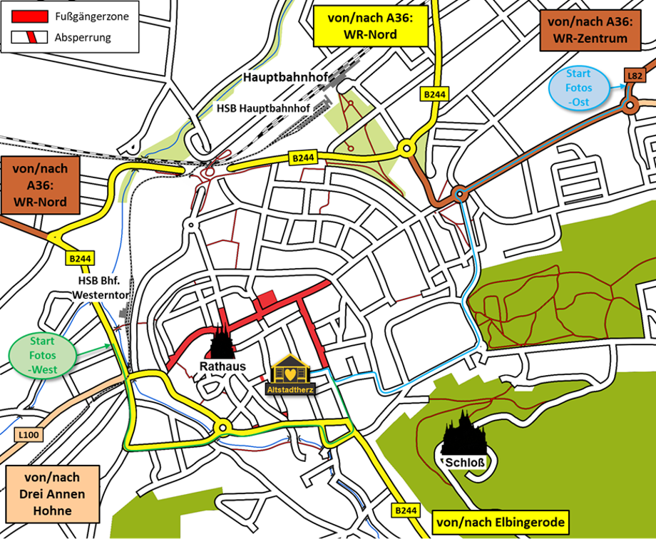 Karte der Ferienwohnungen Altstadtherz in der Innenstadt von Wernigerode