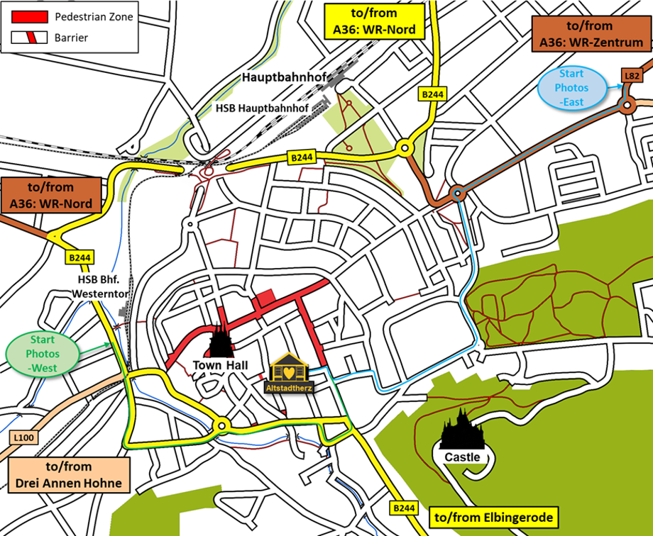 Ferienwohnungen Altstadtherz - Holiday Apartments Altstadtherz - Map of the Wernigerode town centre