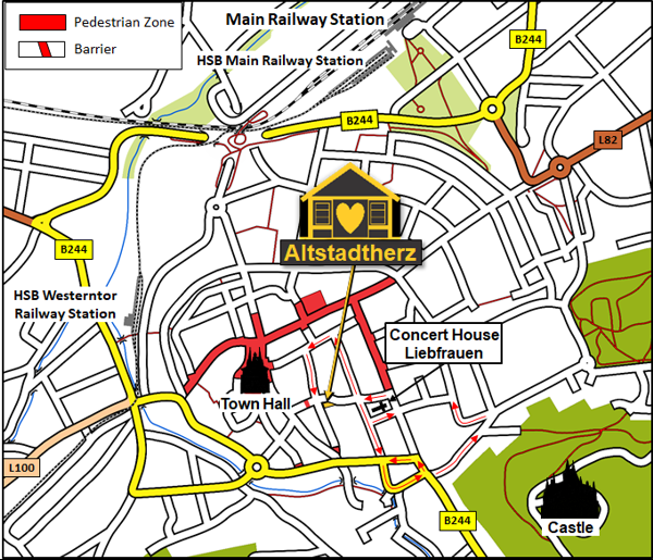 Holiday Apartments Altstadtherz - Map showing central location in the Old Town of Wernigerode