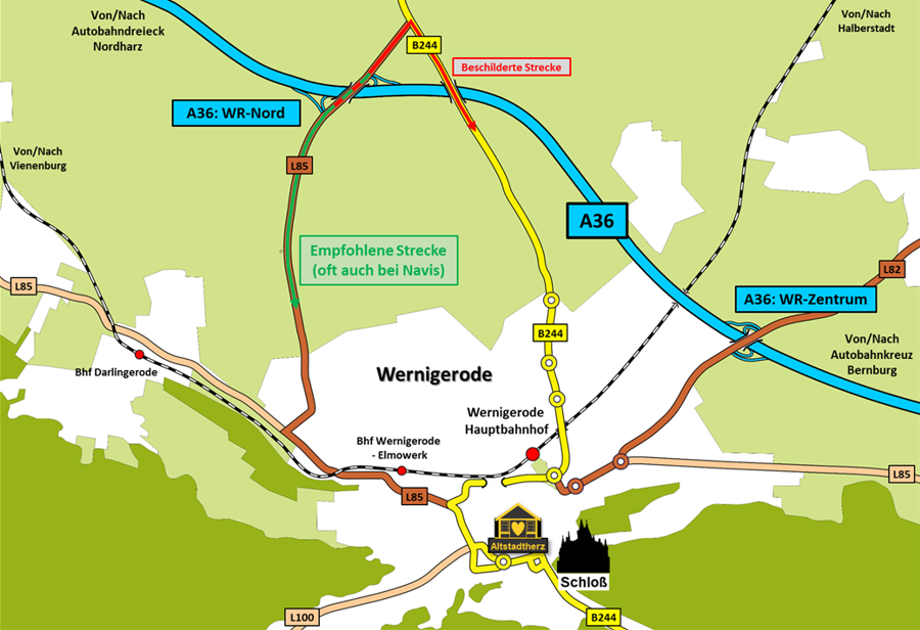 Wernigerode - Straßen der Umbegung - Straßen der Umgebung insbesondere die A36 B244 L82 L85 und L100